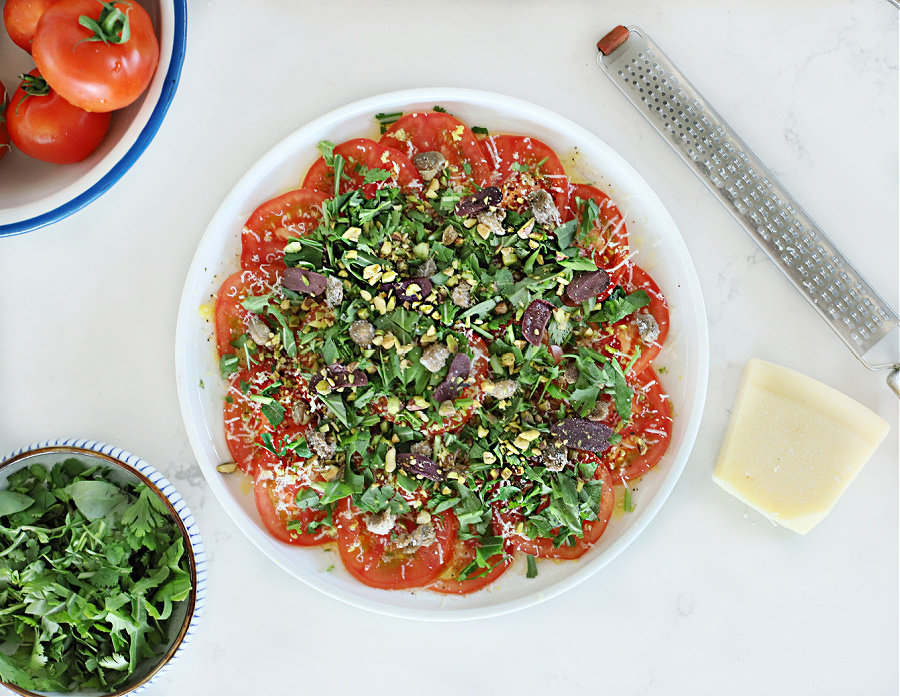 קרפצ'יו עגבניה - סלט עגבניות בסטייל